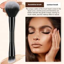 7PCS Makeup Tool Kit, 5PCS Soft Makeup Brushes Set, Double-Ended Design Brushes For Powder, Blush, Contour, Eyeshadow, Eyebrow, Lip & Detail Makeup, With 2PCS Makeup Sponges, Portable Makeup Tools For Daily Makeup - Black - View 4