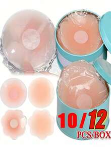 12入/組 女用矽膠隱形乳貼 - 自黏式可重複使用，豐胸貼，防滑親膚，隱形提拉支撐，適用於露背與無肩帶服裝 - 彩色 - 查看 6