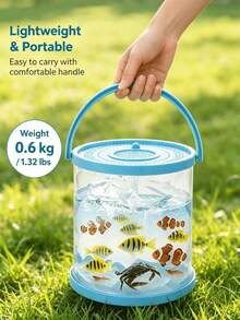 1pc Foldable Mini Fish Tank, Transparent Fish Transport Container/Fishing Bucket, Suitable For Fishing, Releasing, Beach Trips, Lakeside Outings And Outdoor Activities - Multicolor - View 3