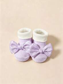 2 Pairs Sweet & Cute Bow Decor Color Block Elegant Short Socks For Baby Girls, Cuffed Socks, Candy Color Palette, Suitable For Full Moon Photo Shoot, As Gift - Multicolor - View 5