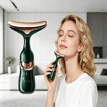 3 Heads Multifunctional Electric Facial Beauty Massager Skin Care Serum Introducing Device Skin Lifting Tightening Lymphatic Drainage Massager For Face Neck All Skin Types Household Daily Anti-Aging Self Care Gift For Women - Green - View 5