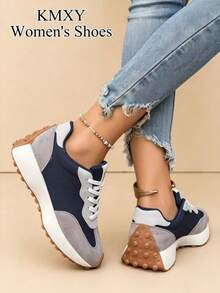 Women's Comfortable Lace-Up Sneakers - Lightweight Multi-Functional Casual Shoes, All-Season Wearable With Non-Slip Rubber Sole - Baby Blue - View 10