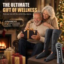 Air Compression Leg And Foot Massager, 8 Airbags Full Wrap Calf Massage Boots With Heating, 5 Adjustable Intensity Levels, 3 Heating Settings, Home Electric Massage Device - Black - View 7