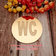 經典「WC」廁所門貼紙，浴室門標誌鏡面牆貼，自黏式壓克力鏡面貼紙附木板裝飾，家居裝飾，20cm - 多色 - 查看 7
