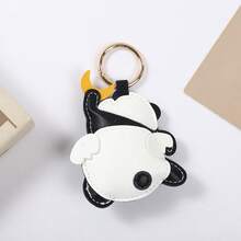 1Pc Kawaii Panda Keychain, Cute PU Leather Charm Pendant With Angel Wing & Moon, Y2K Coquette Aesthetic Keyring For Backpack Car, Gift For Her - Multicolor - View 9