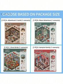 Miniature Horror Scene Stickers, Cute Stackable Landscape Sticker House, Halloween Miniature Horror Scene Stickers, Phone Stickers, Cute Stickers, Massive Sticker Collection, Back To School Gifts And Halloween Party Gifts - Multicolor - View 12