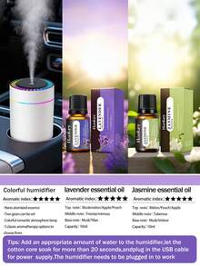1pc Car Humidifier, 180ml Capacity, Romantic Colorful Night Light Car Mini Aromatherapy Essential Oil Diffuser. Features Large Mist Output, Quiet Operation, Automatic Timer And 2 Working Modes. Compatible With Essential Oils (6 Scents Available). Set Includes 1 Humidifier + 1 Bottle Of Essential Oil. Perfect For Car, Office, Bedroom, Living Room, Study And Air-Conditioned Room, Home Decor, Household Electric Air Freshener - Black and White - View 27