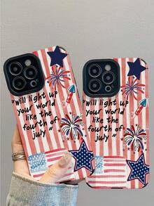1pc New Fashion Red & White Star Striped Flag Pattern Shockproof Leather Phone Case, Daily Protection Essential, Style, Perfect Gift For Friends And Family, Compatible With Iphone17/17Air/17Pro/17ProMax/IPhone16/16Plus/16Pro/16ProMax/IPhone15/15Plus/15Pro/15ProMax/IPhone14/14Plus/14Pro/14ProMax/IPhone13/13Pro/13ProMax/IPhone12/12Pro/12ProMax/IPhone11/IPhone11Pro/11ProMax - Multicolor - View 3