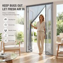 Magnetic Screen Door, Two-Way Opening - Gray Auto-Closing Mosquito Net Door, Pet-Friendly Insect Screen, Reinforced Edges, Breathable Mesh, Suitable For Patio/Balcony/Entryway/Bedroom, Multiple Sizes - - - View 4