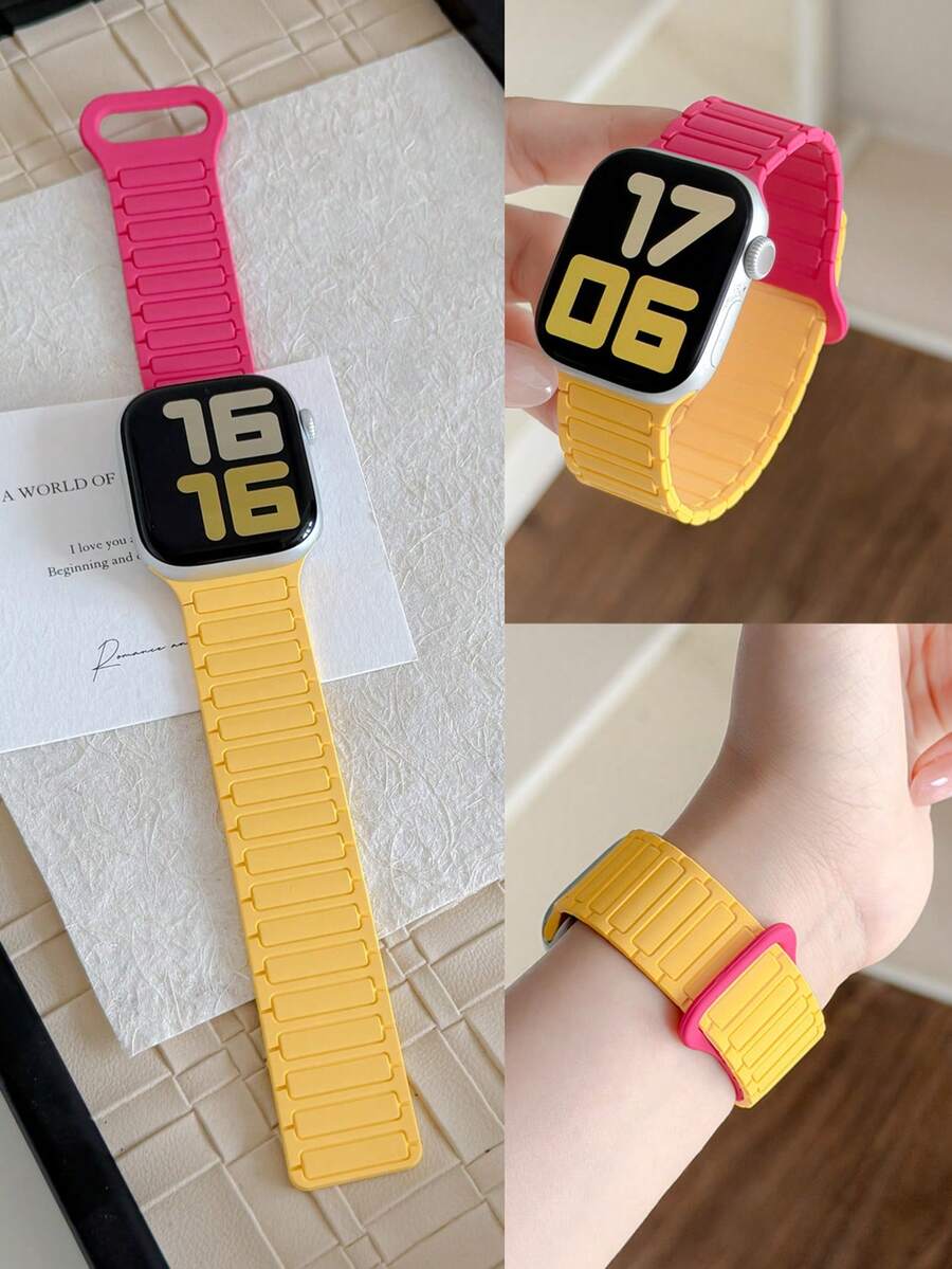 Y2K 極簡可愛多巴胺亮色矽膠錶帶,適用於 11 10 9 8 SE Ultra 2,夏季女款雙色運動手環 + 保護殼,適用於 46mm 44mm 45mm 42mm 40mm 41mm 38mm 49mm 手環 - 彩色 - 查看 1
