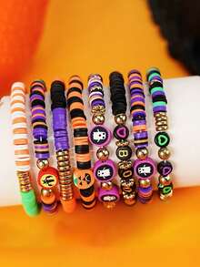 Approx. 2550PCS Halloween DIY Beaded Bracelet, Clay Soft Ceramic Acrylic Craft Bracelet Materials Kit, Suitable For Halloween Element Bracelets Or Other Jewelry Accessories Making Gifts/Ghost Festival Small Gifts - Multicolor - View 6