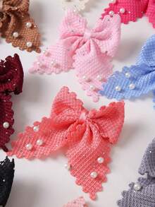 10pcs Women's Colorful Random Shiny Rhinestone Bow Hair Clips, Pearl Cute Princess Side Fringe Clips, Versatile Bangs Clips, 3D Hair Clips, Alligator Hair Clips, Side Clips, Girls Hair Accessories, Daily Use - Multicolor - View 6