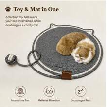 Cotton Woven Mat Combined With Scratch Ball, Multi-Use Cat Rest Pad, Washable Sleeping Cushion For Kittens To Scratch And Lounge - 42cm - View 6