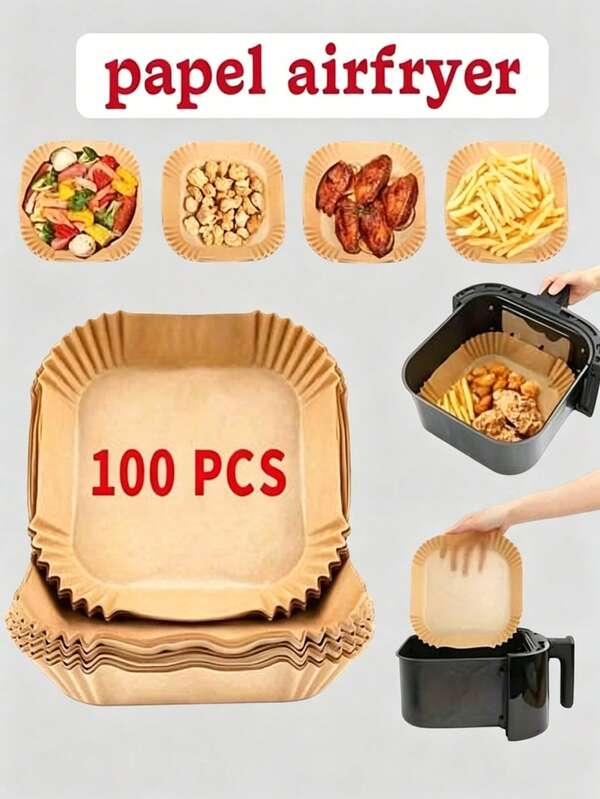 100pcs Air Fryer Liners, Oil-Proof And Waterproof Material, Suitable For 6-Inch Air Fryer Inner Pot, Reusable, Compatible With Most Air Fryers, Great Kitchen Gift For Valentine's Day, Birthday, Kitchen Accessories, Baking Paper