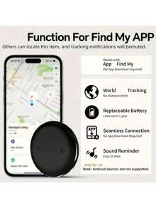 Pet Anti‑Lost Tracking Tag With Adjustable Paw‑Print Pet Collar, Works With Apple Find My App, Global Real‑Time Location Locator, Replaceable Battery & Sound Alarm Tracker, For Cats & Small Dogs, Only Compatible With IOS Devices - Multicolor - View 6