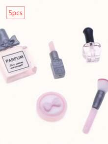 5pcs Miniature Dollhouse Makeup, Miniature Perfume Dollhouse Decor, 1/12 Scale Realistic Mini Lipstick, Perfume, Nail Polish, Blush Brush Compatible With Doll & For Collections - 5Pcs - View 9