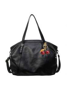 Tas Selempang Kulit Sintetis Modis Kapasitas Besar, Tas Tangan Gaya Kasual Cocok untuk Jalan-jalan, Kencan, Belanja, Kerja, dan Perjalanan. - Hitam - View 7