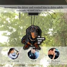 Funny Dog Design Car Hanging Air Freshener, Cool Puppy With Fashion Glasses & Gold Chain Plus Quote "I'M EXPENSIVE EVERY DAY" Scent Paper Ornament, Auto Rearview Mirror Decor, Funny Gift For Dog Lovers - A - View 7