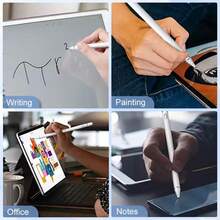Lápiz Stylus Capacitivo Universal iPad Tablet Punta Metal Pluma Táctil Recargable Para Dibujo Escribir Resistente - Blanco - Ver 4