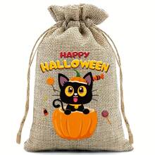 6pcs Halloween Drawstring Gift Bags, Halloween Trick Or Treat Bags, Suitable For Party Decoration And Storage, Gift Bags, Boxes, Handbags - Multicolor - View 3