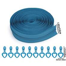 Dây kéo nylon số 3 dài 5 thước Anh kèm 10 đầu kéo hình trái tim = 1 gói, dây kéo số 3 nhiều màu sắc kèm đầu kéo hình trái tim, thích hợp cho túi xách, ví, may vá thay thế, ví tự làm, v.v. - Nhiều màu - Xem 18