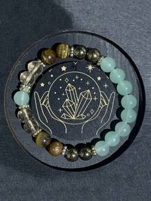 1pc Natural Yellow Quartz Tiger Eye Crystal Beaded Bracelet For Women, Summer Wealth-Attracting Gift - Multicolor - View 2