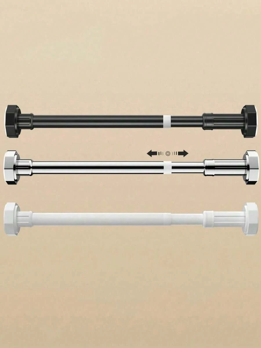 1-Piece Set Of Adjustable Stainless Steel Wardrobe Rods, Retractable Bathroom Towel Rods, Curtain Rods, Wardrobe Hanging Rods, Retractable Shower Curtain Rods, Balcony Rods, Without Drilling, Curtains, Doors And Clothing Bedrooms, Home Lockers, - A - View 1
