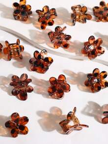 15/20/30pcs Mini Flower-Shaped Leopard Print Hair Claw Clips, Small Hair Clips For Braiding, Flyaway And Bangs - Multicolor - View 4