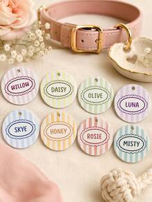 Custom Dog Name Tag, Personalized Pet Collar Pendant, Cute Macaron Color Dog Tag, Gift For Dog Mom - Multicolor - View 1