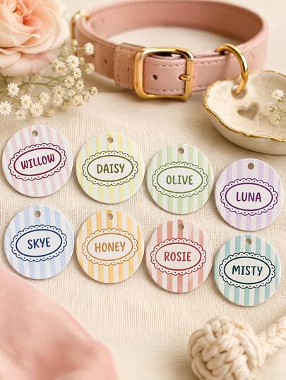 Placa de identificación personalizada para perro, colgante de collar para mascota, placa de perro de color macaron lindo, regalo para mamá de perro