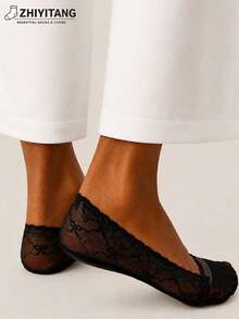 ZHIYITANG Random 1 Pair/4 Pairs Women's Boat Socks With Bow Pattern, Elegant Charming Fashion Lace Low-Cut Shallow-Mouth Invisible Socks, Thin Breathable Comfortable Soft Moisture-Wicking Sweat-Absorbing Socks For Spring/Summer, Sports Casual Street Style, Suitable For Daily Wear - Multicolor - View 8