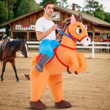 Inflatable Horse Riding Costume, Inflatable Cowboy Horse Costume, Funny Inflatable Horse Costume, Unisex Halloween Costume - Brown - View 3