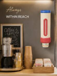 1pc Wall-Mounted Disposable Cup Holder, No Drilling Required, One-Click Cup Dispenser, Home Kitchen Storage Rack - Multicolor - View 6