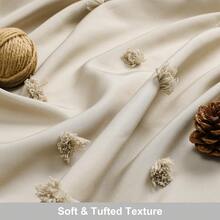 1pc Beige Bohemian 3D Floral Shower Curtain, Bohemian Style 3D Tufted Pom Pom Shower Curtain With Tassel Hem, Dry And Wet Separation Curtain, Bathroom Privacy Decorative Curtain (Daily Home Use/Homestay Apartment/All Seasons) - Beige - View 4