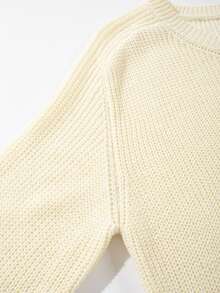 LOOKUN Autumn Winter Solid Color Low Neck Unisex Daily Commute Casual Home Pullover Round Neck Long Sleeve Base Layer Outerwear Short Knit Sweater Top - Apricot - View 9