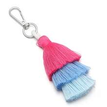 1pc/Pack Tassel Keychain 14.5cm Gradient Color Three-Layer Tassel Christmas Tree Pendant Phone Charm Decoration Handmade DIY Clothing Accessories Bag Jewelry Parts - Tassel Keychain - View 12