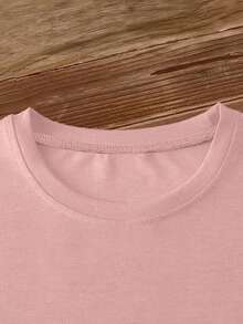 Women's Short-Sleeved T-Shirt With A Fun "Bubblegum" Poodle Print, Round Neck, Machine Washable, Skin-Friendly, Soft, Breathable, Suitable For Spring. - 灰色 - 查看 3