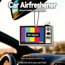 Retro Vintage TV "No Signal" Color Bar Hanging Car Air Freshener - A - View 1