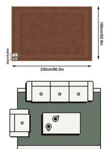 1 pieza Alfombra de área rectangular de arte clásico de Oriente Medio con diseño geométrico de rombos marroquíes - Suave de cachemira sintética lavable a máquina, adecuada para sala de estar, dormitorio, entrada, baño, pasillo, patio, cocina, interior y exterior, tapete de piso de gran tamaño para todas las estaciones, decoración del hogar - Multicolor - Ver 17