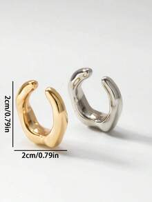 2pcs Women's Gold & Silver Water Ripple Curved Metal Earrings Set - Gold + Silver - View 2