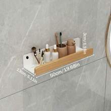 Estantería flotante de madera y metal sin taladro, estante de almacenamiento multifuncional montado en la pared sin taladro, adecuado para decoración y organización del baño, estudio, cocina y lavandería - Blanco - Ver 8