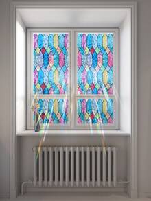 1 Roll Laser Colorful Diamond Window Film 44.5cm(17.5in) Wide, Effect Under Sunlight, Static Cling No Glue Privacy Glass Sticker, UV Protection Anti-Glare, Trimmable And Easy To Remove, Free Installation Tools, Suitable For Home/Office/School/Cabinet Doors/Sliding Doors - Moluoge Crescent - View 11