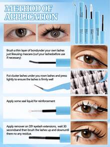 MEM Set de pestañas sin fragancia de baja irritación, pegamento y sellador de secado rápido con fijación de color fuerte de 10ml, incluye pinzas, adhesivo para extensiones de pestañas DIY y kit completo de herramientas de estilismo, suministros para técnica de pestañas, pegamento para pestañas, adhesivo y sellador, suministros para técnica de pestañas, extensión de pestañas - Azul - Ver 7
