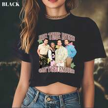 Top corto de Big Time Rush, Top corto de la gira  de Big Time Rush In Real Life 2026, Camiseta corta de concierto de Big Time Rush 2026, Regalo para fans de Big Time Rush - Negro - Ver 1