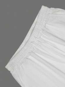 Celana Pendek Kargo Linen Kasual Pria Kolrap, Tekstur Berkerut, Pinggang Bertali, Kantong Besar, Potongan Longgar, Celana Pendek Bermuda, Cocok untuk Liburan Pantai - Putih - View 6