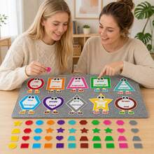 Quixorblex Large Eye-Shaped & Color Sorting Felt Matching Set, Geometric Shape Recognition Educational Felt Pieces, Classroom Teaching Aids, Home Learning Cognitive Training & Back-To-School Educational Supplies - Multicolor - View 5