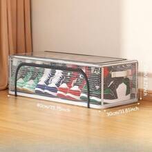 2pcs/1pc Foldable Underbed Storage Box, Multifunctional Transparent Storage Bin, PVC Waterproof Shoe Box, Wardrobe Organizer Box, Room Storage Box, With Zipper, Dustproof And Moisture-Proof, Home Storage Box, Suitable For Clothes, Shoes, Toys - Transparent - View 11