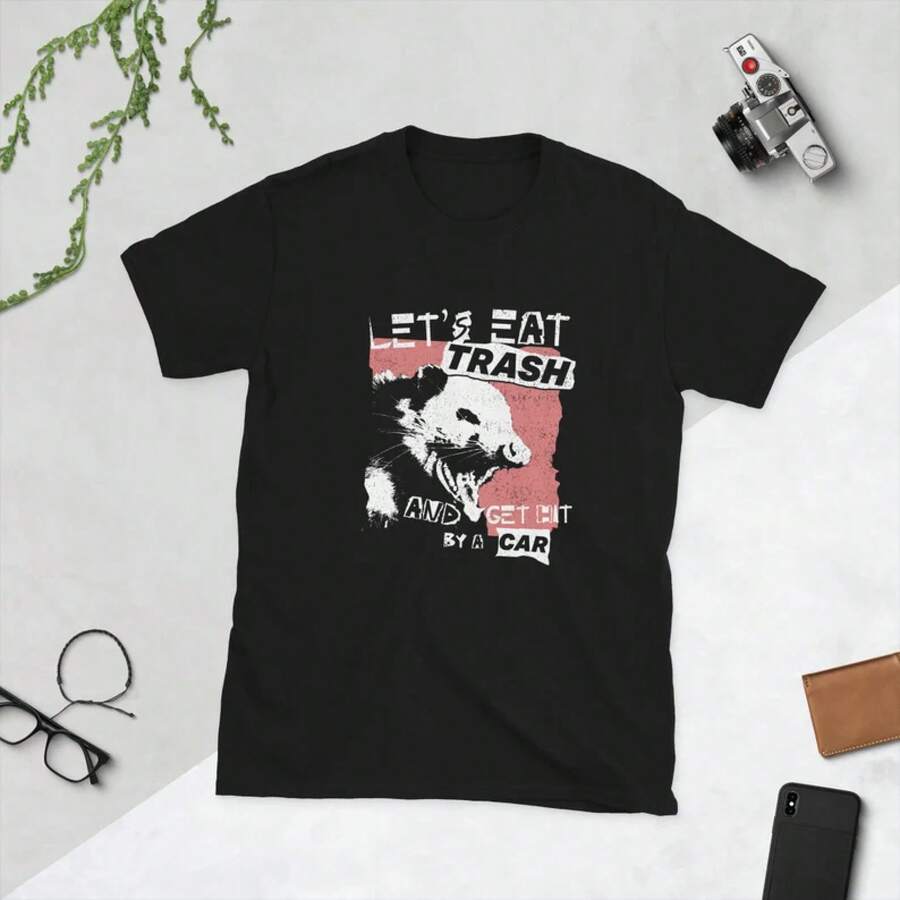 Comamos basura y nos golpeemos con un coche - Camiseta unisex - Negro - Ver 1
