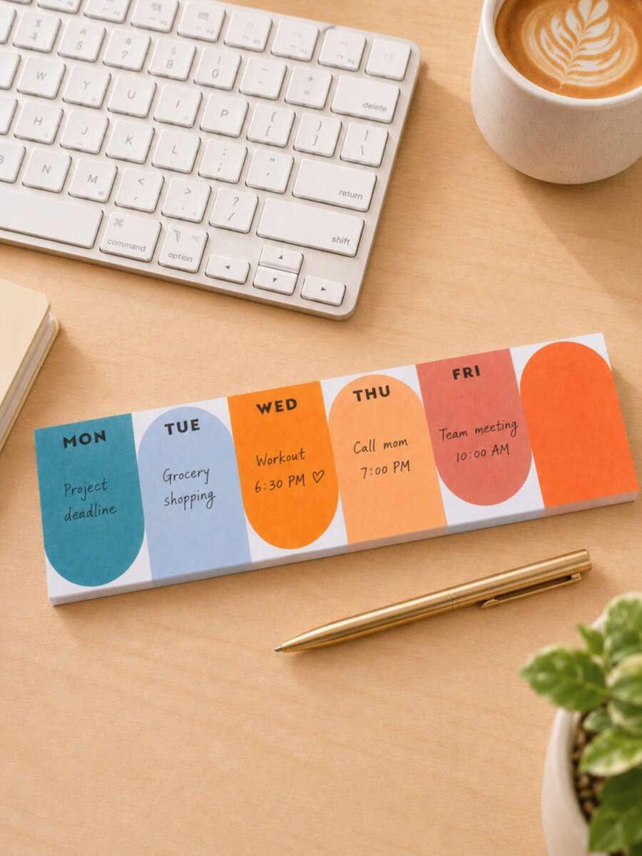 Weekly Planner Notepad, 50 Tear-Off Sheets Desktop Schedule, Monday To Friday Daily To-Do List Memo, Colorful Office Study Organizer, Suitable For School, Home Office Planning Note Paper Office Supplies - View 1