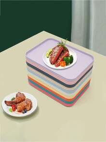 1pc Plastic Fast Food Tray, Bulk Colorful Cafeteria Food Tray, Rectangular Meal Tray, Restaurant Lunch Tray, Suitable For School, Party, Kitchen, Cafe, BBQ Dining, 10 Colors (30.48 X 22.86 Cm) - View 4